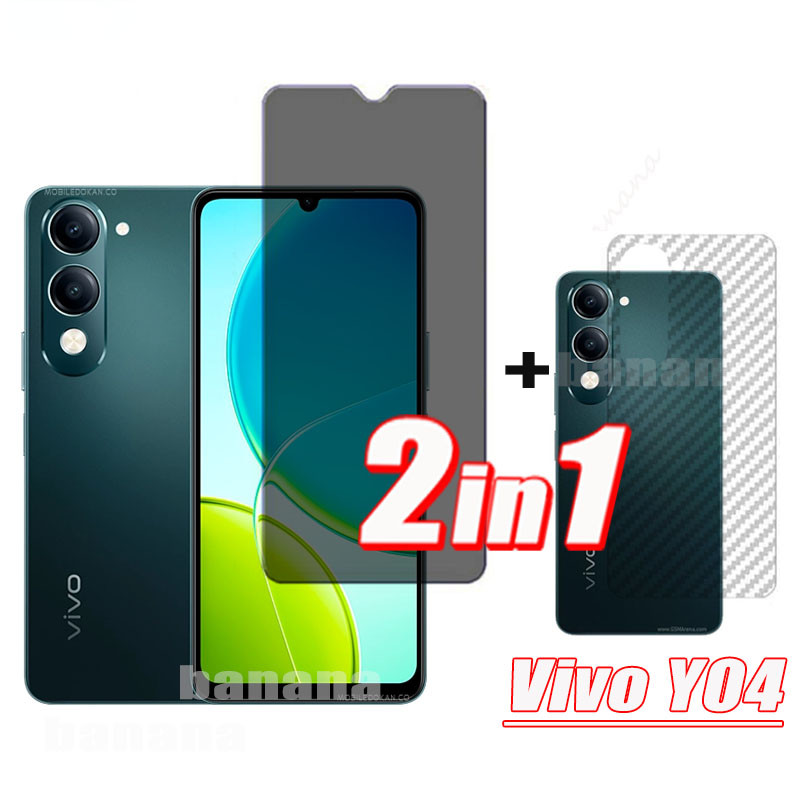 Vivo Y04 Anti-Spy กระจกนิรภัยป้องกันหน้าจอสําหรับ Vivo Y03 Y03T Y02 Y02T Y01 ผิวคาร์บอนกลับฟิล์ม
