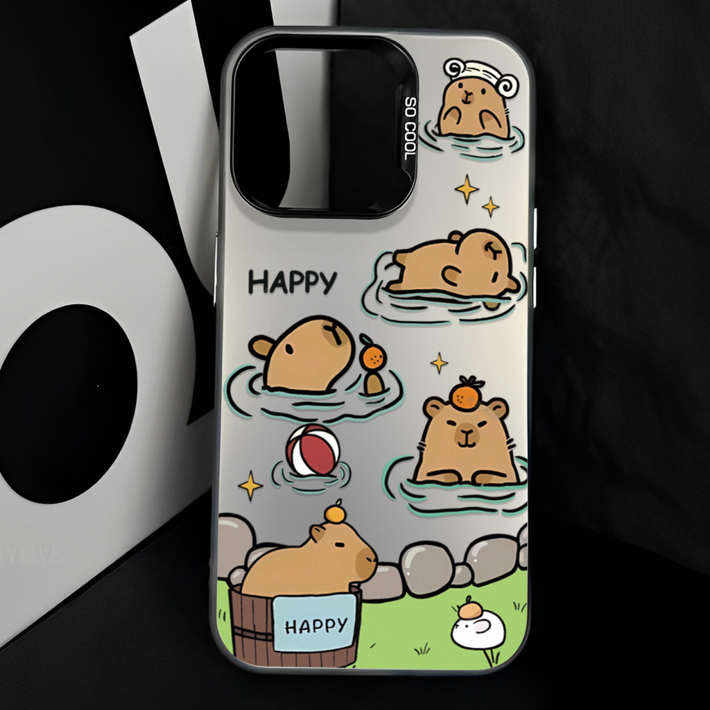 คาปิบาร่าสุดน่ารักเคสไอโฟนหรูหราไฮโซ For iphone 11 12 13 14 15 16 Pro MAX 14P 15P XR XSMAX 7Plus SE เคสโทรศัพท์กันกระแทก