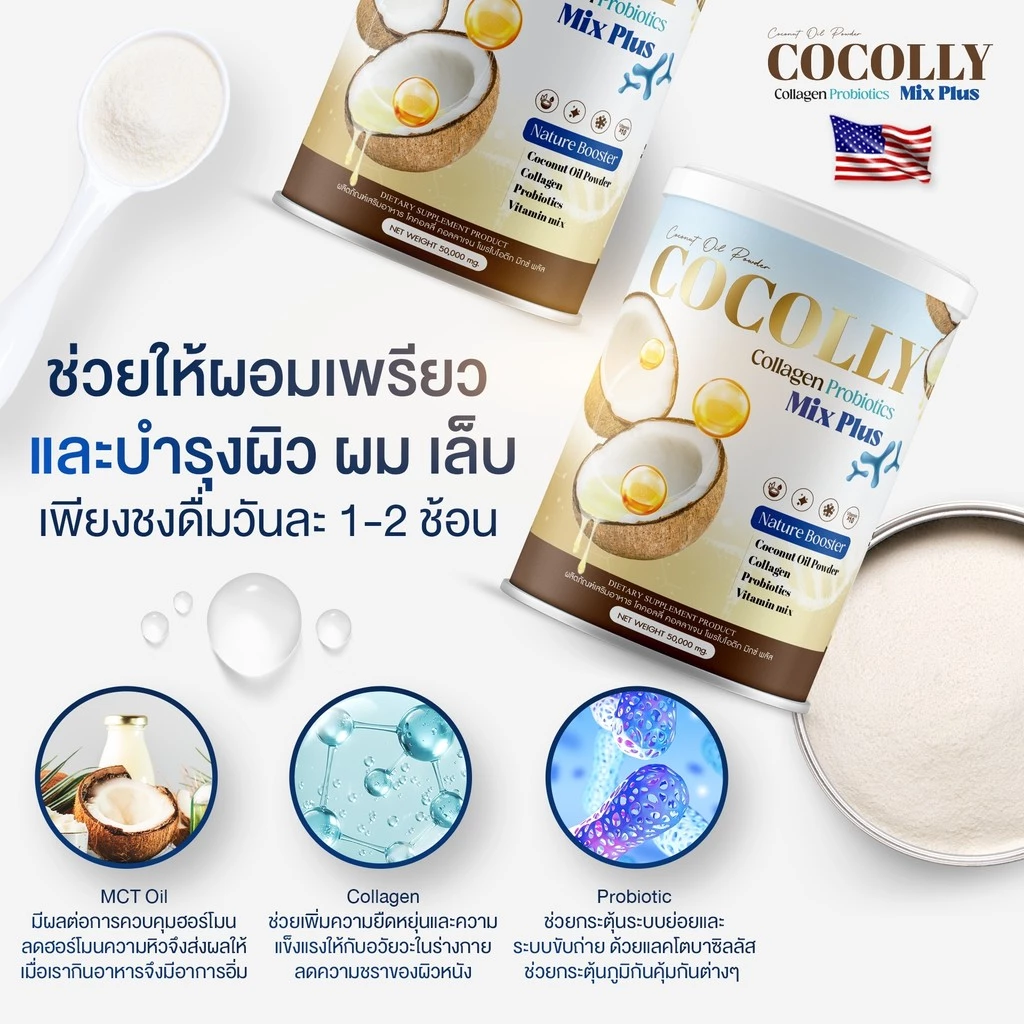 [ร้านบริษัท] COCOLLY COLLAGEN โคคอลลี่คอลาเจน ช่วยลดความอยากอาหาร บำรุงกระดูก ผิวสวย ขนาด1กระปุก