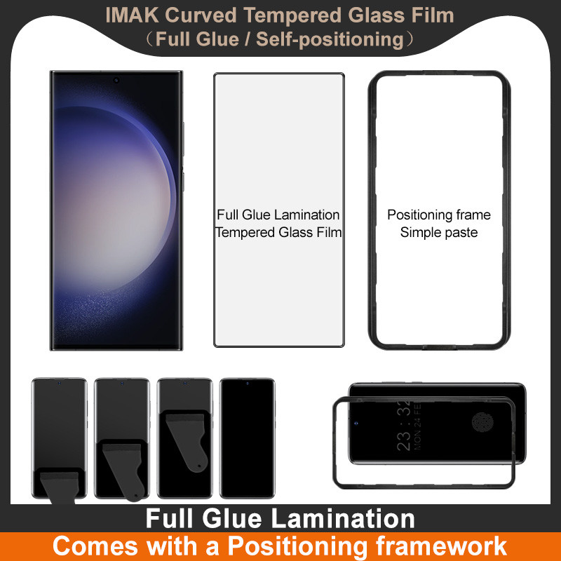 Imak ฟิล์มกระจก Samsung Galaxy S23 S22 S21 Note20 Ultra 5G 3D ฟิล์มกาวเต็มพร้อมเครื่องมือ