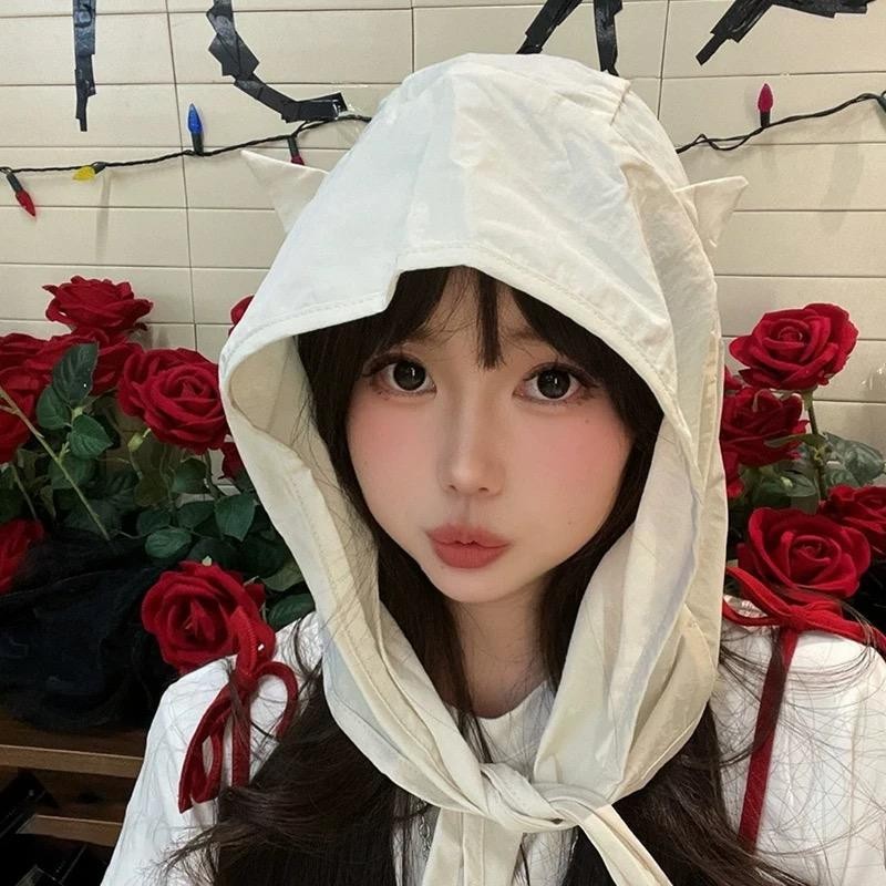 Halo studio พร้อมส่ง  หมวกกันแดดสตรี หมวกน่ารัก หูแมว วิธีการสวมใส่หลากหลาย ราคา ถูกที่สุด ดีลบีเคเค แกลเลอรีภาพที่ 4