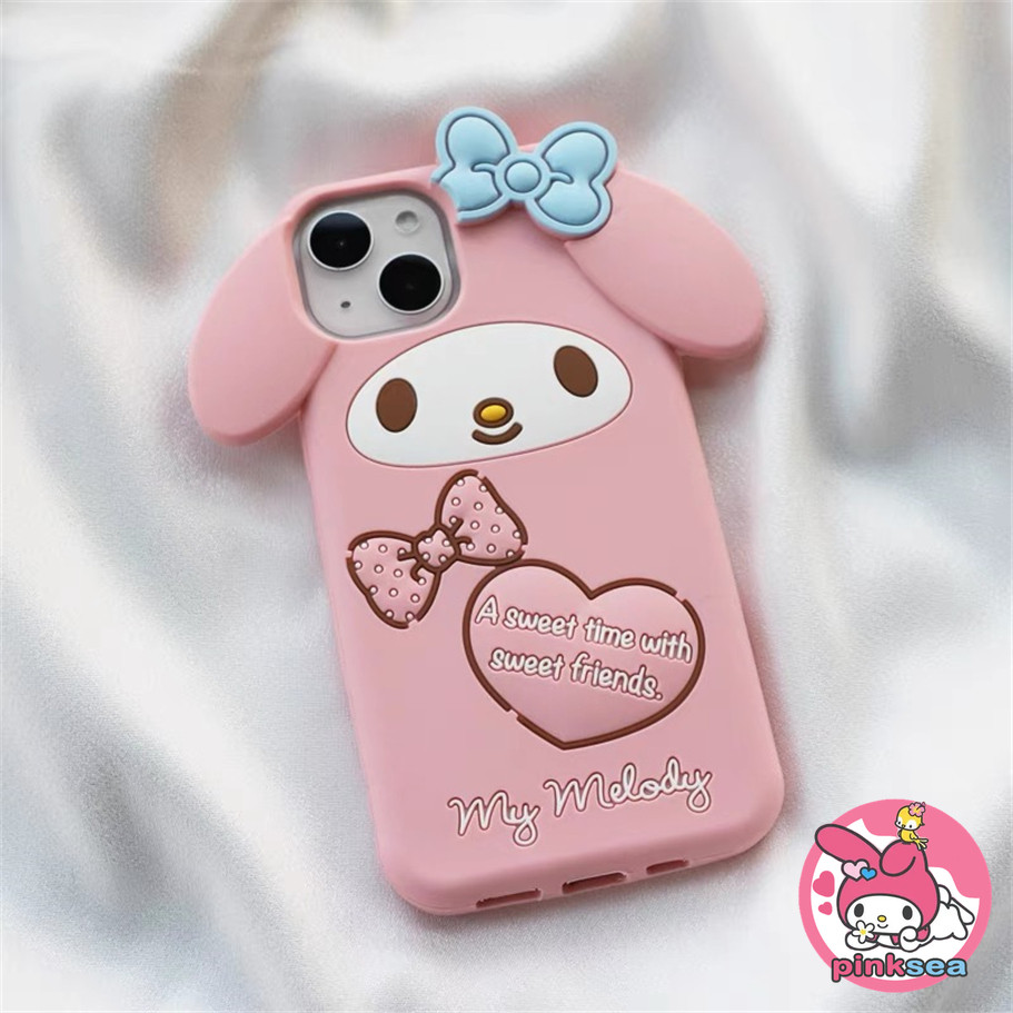3dการ์ตูนmelodyเคสโทรศัพท์เข้ากันได้สําหรับiphone 16 15 14 13 12 11 Pro Max 8 7 6 6s Plus SE 5 5s 4s Insสาวสีชมพูซิลิโคนเหลวคลุมทั้งหมดป้องกันAnti Fall Softปลอก