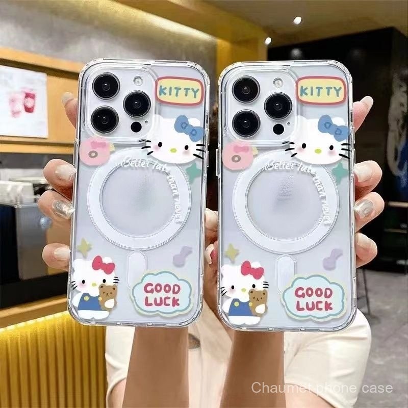 เคสหมีคิตตี้ที่เข้ากันได้กับ iPhone 16 Plus กันกระแทก 12 Pro Max แม่เหล็ก 15 เคสกันกระแทก 14 รุ่นใหม
