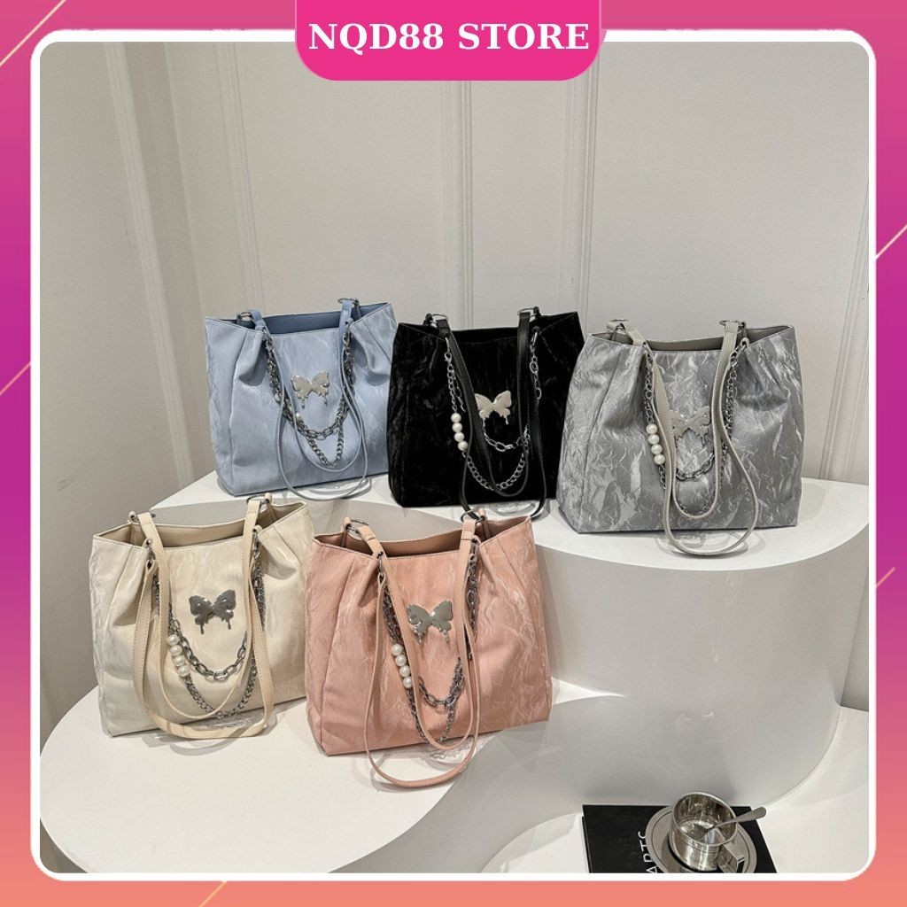 กระเป๋าโท้ตแฟชั่น NQD88 กระเป๋าสะพายหนังกํามะหยี่ ขนาด 35cm สไตล์วัยรุ่น K314