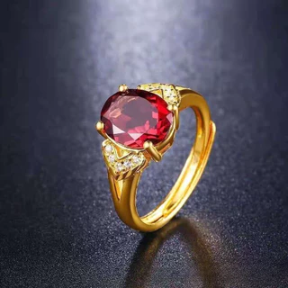 Emas 916 Gold Bangkok Female Ruby and Diamond Ring ในทองคํา 18k