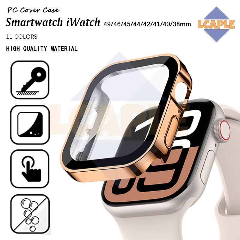 เคสพีซีกระจกนิรภัยสี่ด้านป้องกันหน้าจอ for Apple Watch Ultra/SE 3 2 49 46mm 44 42 41 40 มม IWatch Series 11 10 9 8 7 6 5