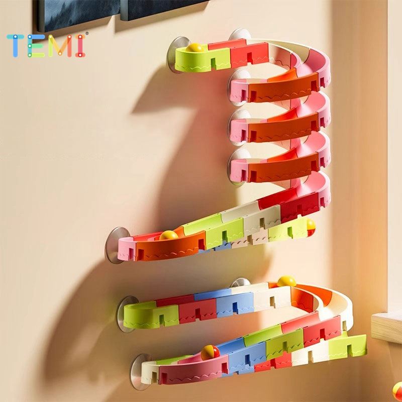 Temi Baby Bath DIY Wall ถ้วยดูดประกอบTracksอาบน้ําของเล่นสําหรับเด็กปริศนาของเล่น