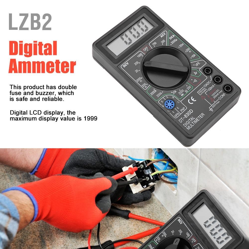 LZB2 DT830D Mini จอแสดงผล LCD มัลติมิเตอร์แบบดิจิตอลโวลต์มิเตอร์แอมป์มิเตอร์ Ohmmeter เครื่องมือทดสอ