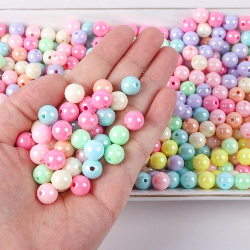 ลูกปัดอะคริลิค ทรงกลม ขนาด 6 มม. 8 มม. 10 มม. 12 มม. คละสี สําหรับทําเครื่องประดับ สร้อยคอ สร้อยข้อมือ DIY