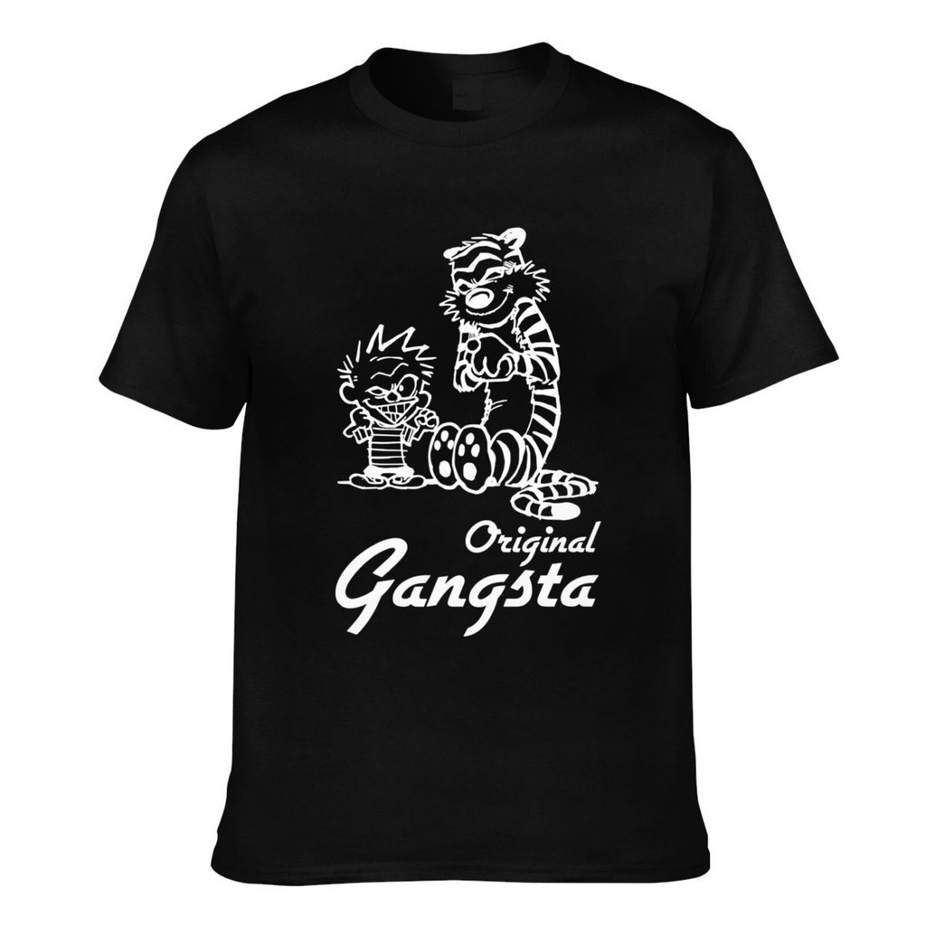Calvin Hobbes Gangsta Fashion Mens Graphics Printing Tee