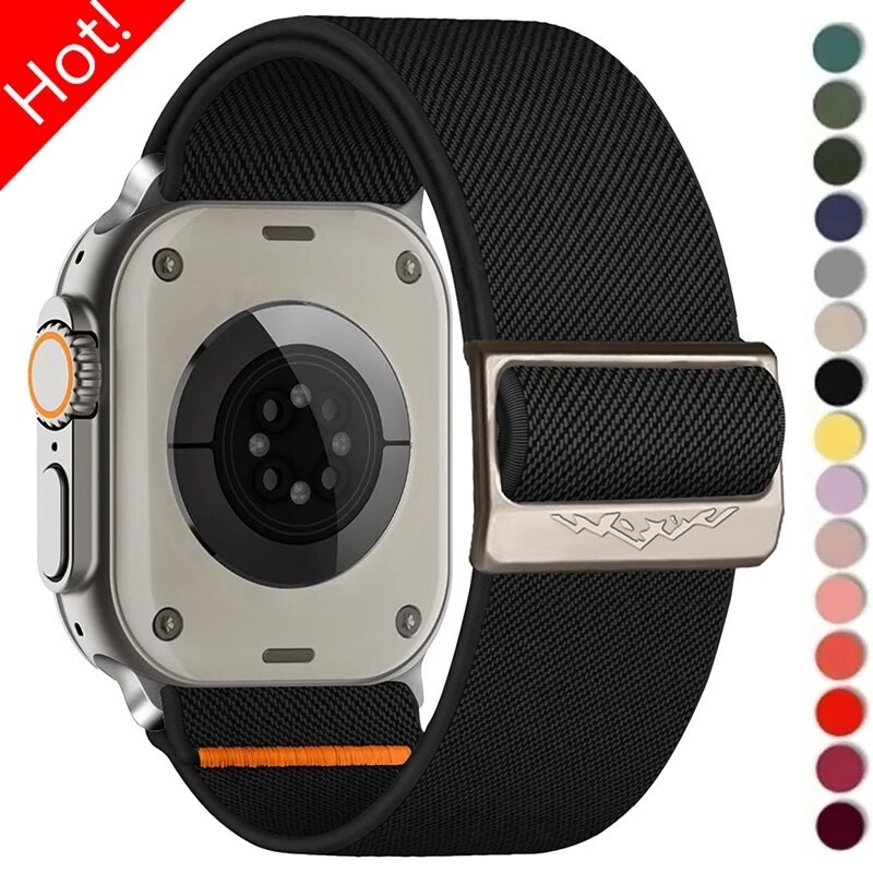 สายนาฬิกาข้อมือไนล่อนถัก ยืดหยุ่น สําหรับ Apple Watch Ultra 2 49 มม. 44 มม. 40 มม. 42 มม. 45 มม. 41 มม. IWatch Series 9 8 7 6 SE 5 4