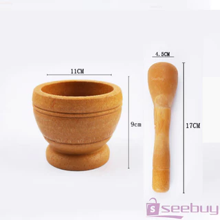 SUY ครกพลาสติกลายไม้ ครกขนาดเล็ก แบบพกพา Manual Garlic Grinder