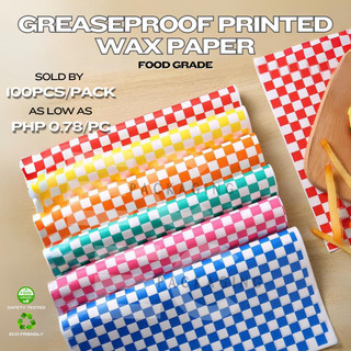 [EC] 100PCS CHECKERED PRINTED GREASEPROOF PAPER FOOD-GRADE DISPOSABLE PAPER CHECKERED DESIGN