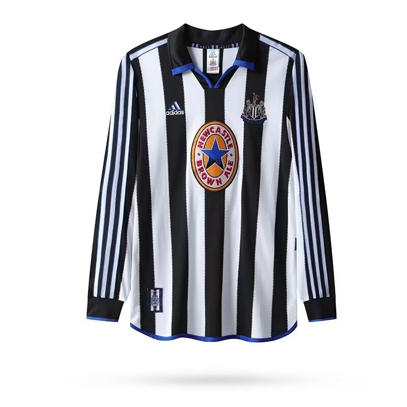 เสื้อกีฬาแขนยาว ลายทีมชาติฟุตบอล Newcastle United 1999-00 ชุดเหย้า สไตล์วินเทจ คุณภาพสูง