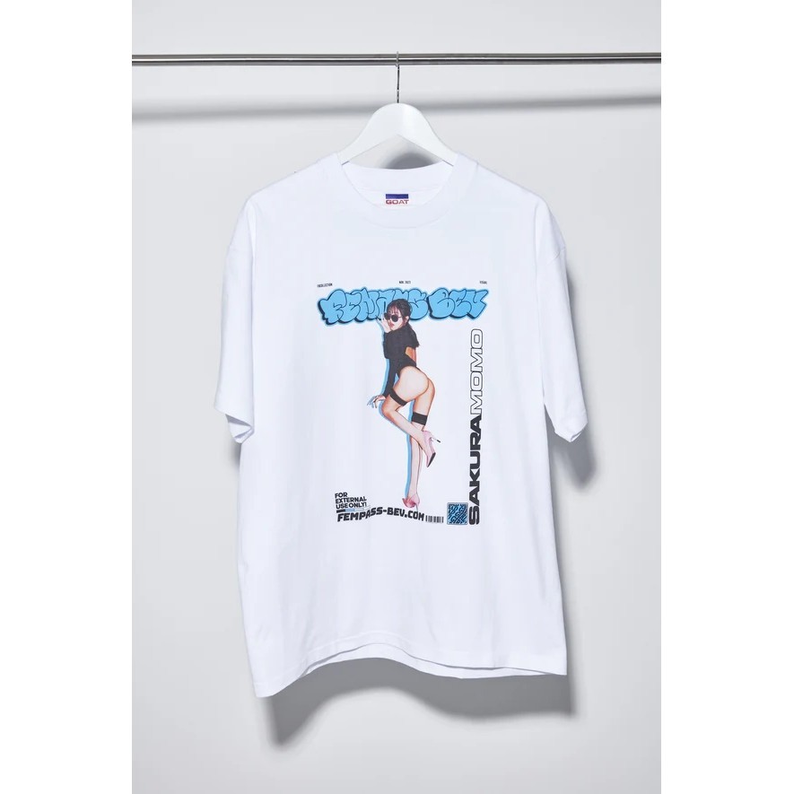 เสื้อยืดแขนสั้นลําลอง ผ้าฝ้ายแท้ พิมพ์ลาย Fempass BEV Cherry Peach SAKURA MOMO สําหรับผู้ชาย และผู้หญิง