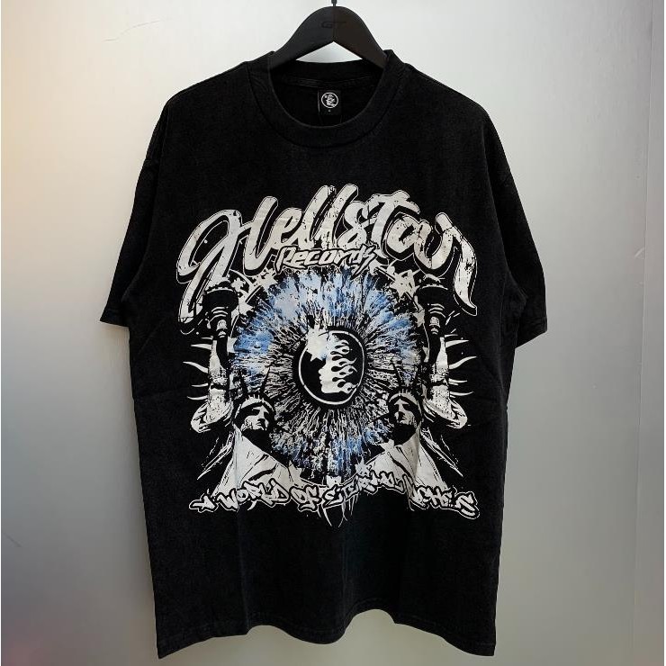 สินค้าใหม่ เสื้อยืดแขนสั้นลําลอง พิมพ์ลาย Hellstar Hellstar Wash Water Distressed