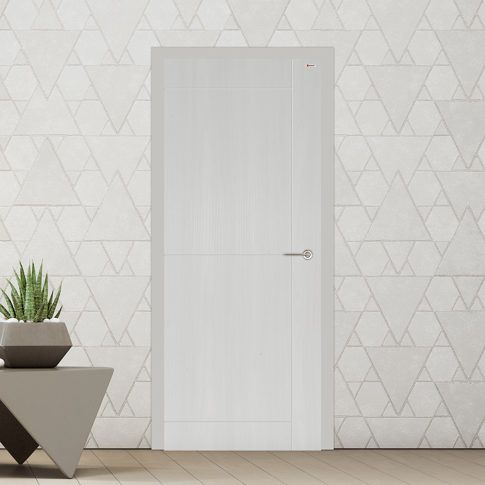 GlobalHouse BATHIC ประตู WPC รุ่น แผ่นเรียบเซาะร่อง BWC04 ขนาด 80x200 ซม. สีลอว์เรนวูด (เจาะลูกบิด) 