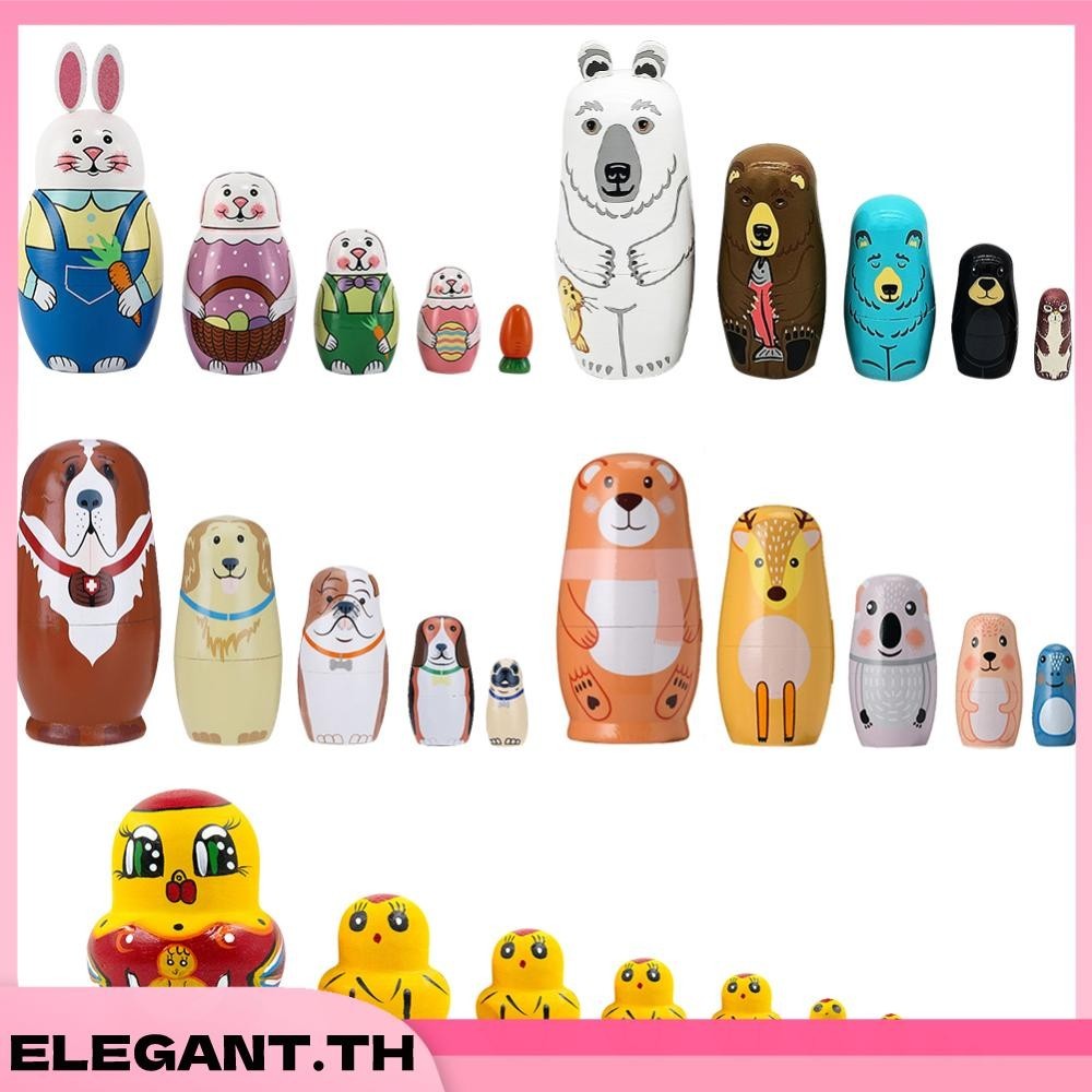 ตุ๊กตาไม้ รูปสัตว์ Matryoshka DIY ของเล่นสําหรับเด็ก