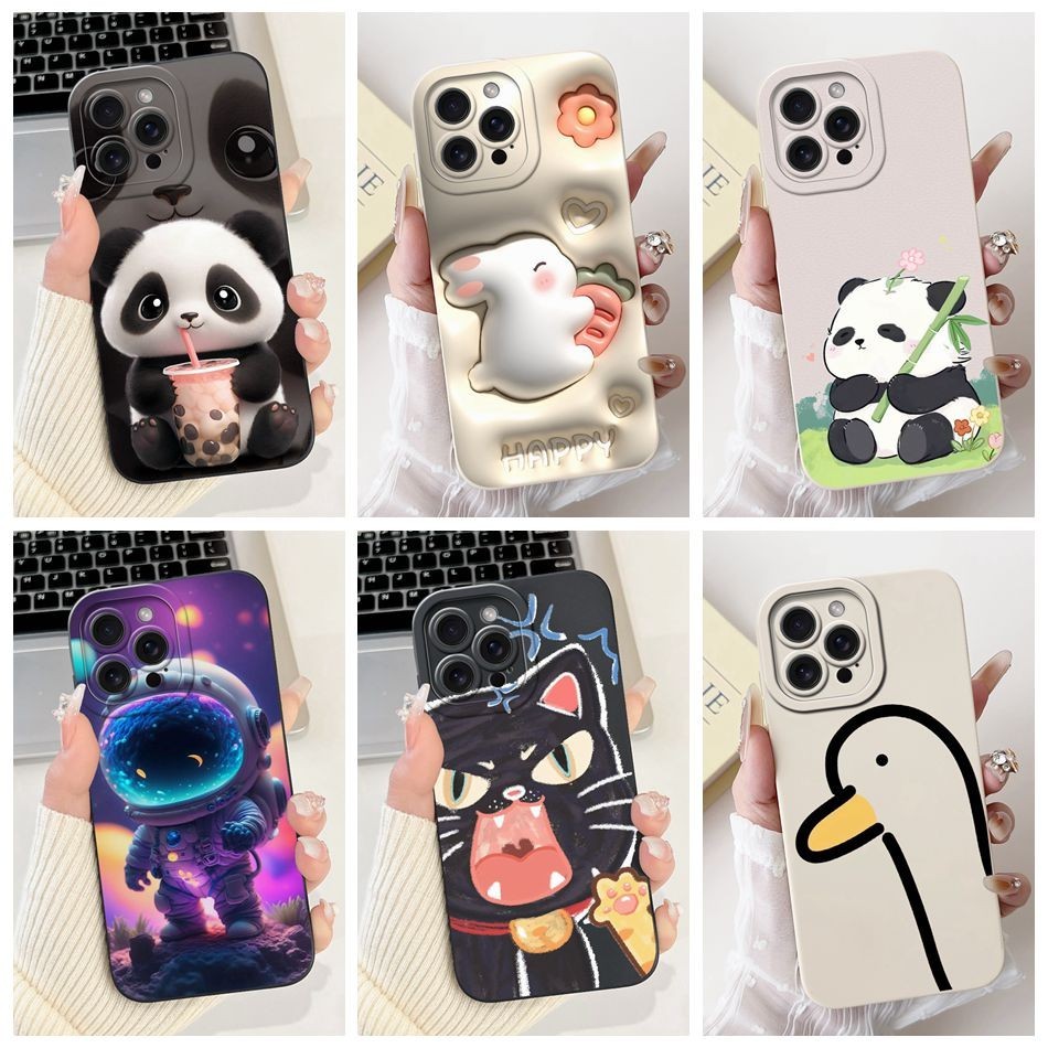 เคสป ้ องกันกล ้ องสําหรับ iPhone 15 Pro Max iPhone15 15Pro น ่ ารักแพนด ้ ากระต ่ ายนักบินอวกาศการ ์ ตูนซิลิโคนอ ่ อนเคสโทรศัพท ์