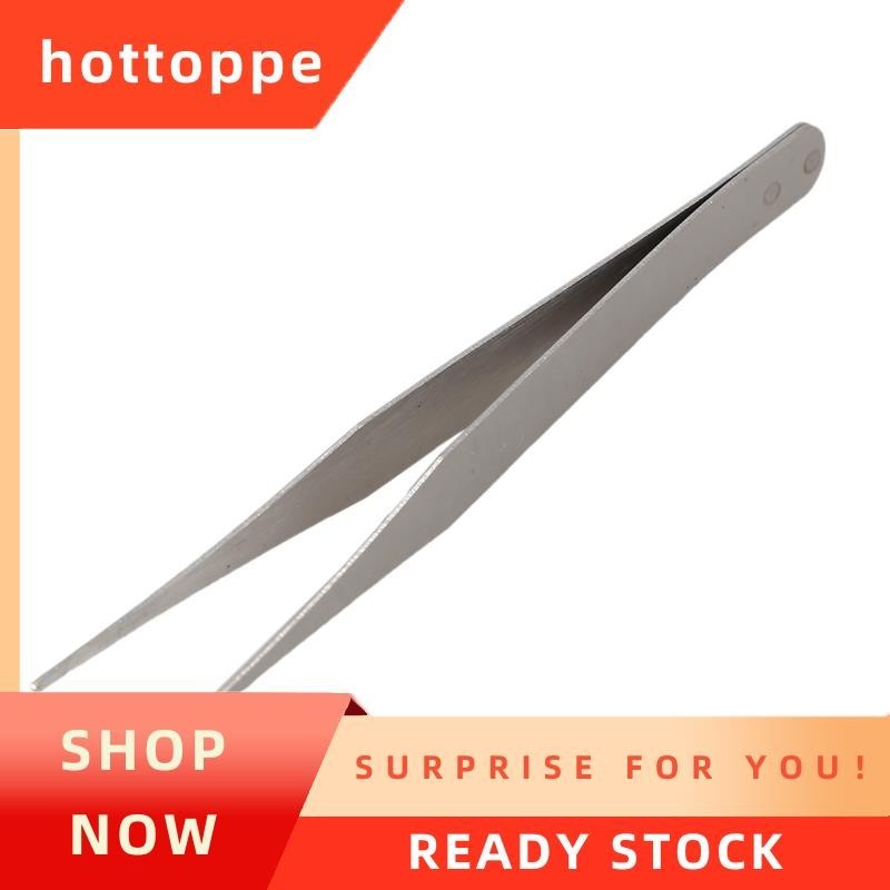 【hottoppe 】 Fine Point Silver Tone Pointy Straight Tweezers 4 1/2 แหนบปลายแหลม