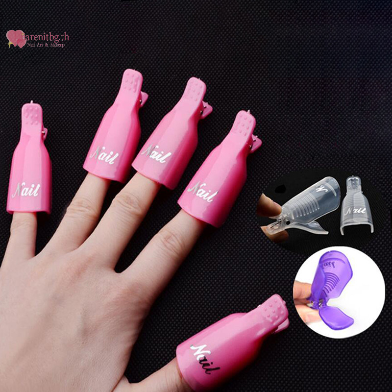 RENBG 10 ชิ้น/เซ็ตพลาสติกเล็บ Soak คลิป UV เจล Polish Remover Wrap เครื่องมือเล็บ TH