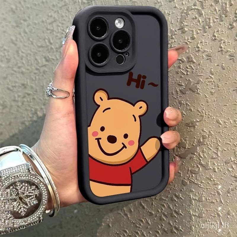 Say Hello Winnie the Pooh Apple 15promax เคสโทรศัพท ์ iPhone7/8plus14 สแตนเลสกรวด 13/12 การ ์ ตูน 11 เคสนุ ่ ม x หญิง YT4L