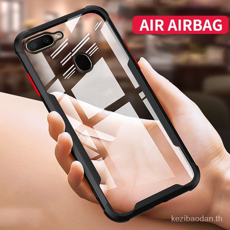 เคส OPPO A12 A53 A32 A5S A12 A3S A12E A5 2020 A9 2020 A52 A92 A8 A31 AIR ถุงลมนิรภัยอะคริลิคใส Backplane TPU เคสโทรศัพท ์ HMFP