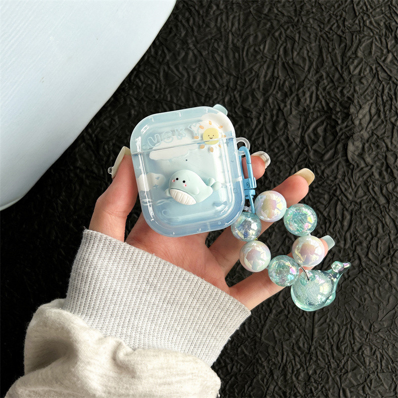 ฤดูร้อน Dolphins เหมาะสําหรับ Airpods4 Airpods1/2 3 Pro AirpodsPro2 ชุดหูฟัง AirPods 4 3 Pro pro2 ไร้สายบลูทูธป้องกันกรณีหูฟังป้องกันกรณี