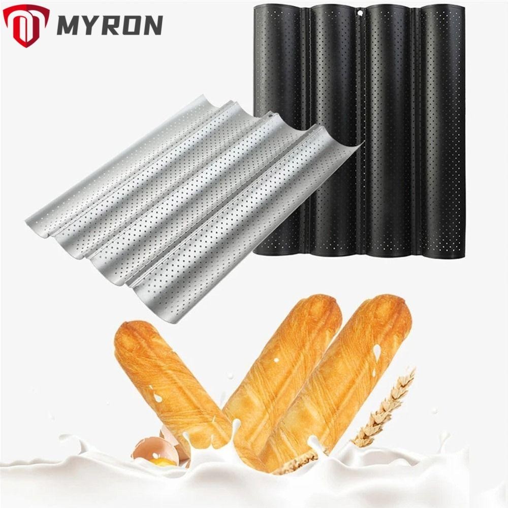 Myron ถาดอบบาแกตต ์ , 2/4 Grooves Nonstick Baguette Mold, Bakeware ขนมปังฝรั ่ งเศส Toast Waves Baguette Pan