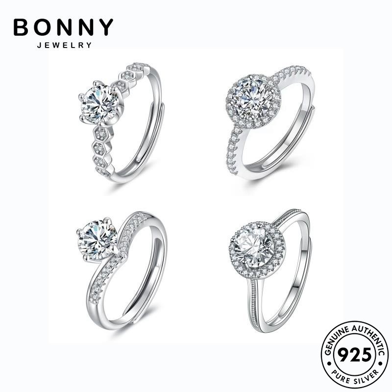 BONNY JEWELRY 925 เพชร แหวนปรับได้ เงิน ผู้หญิง แท้ แหวน แฟชั่น M150