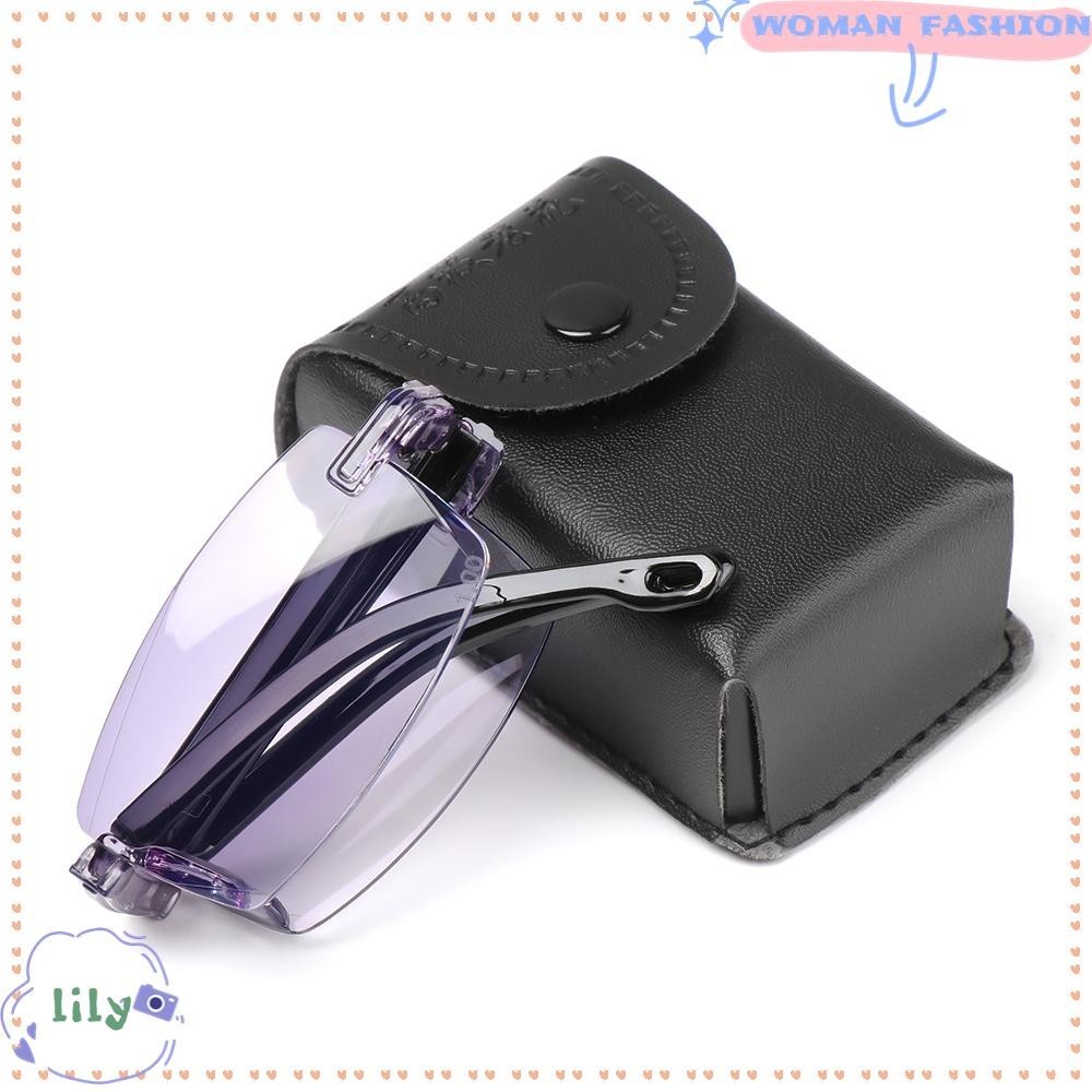 Lily Portable Folding Reading Glasses Diamond-cut Anti-UV Blue Rays Presbyopia Eyeglasses with Glasses Case Vision Care