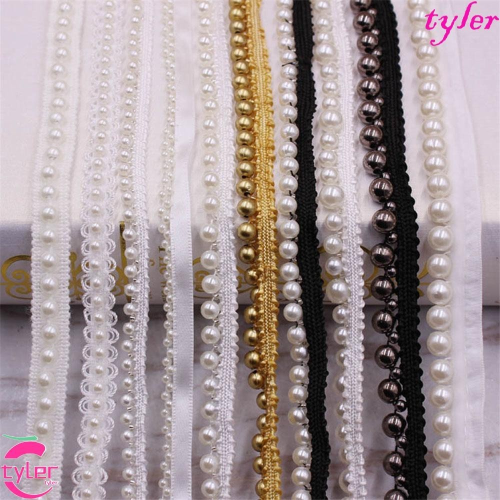 Tyler ลูกไม้ Trim ลูกปัดไข่มุกสําหรับชุดแต่งงาน Decor คอผ้าหัตถกรรมเจ้าสาว Applique เย็บอุปกรณ์เสริม