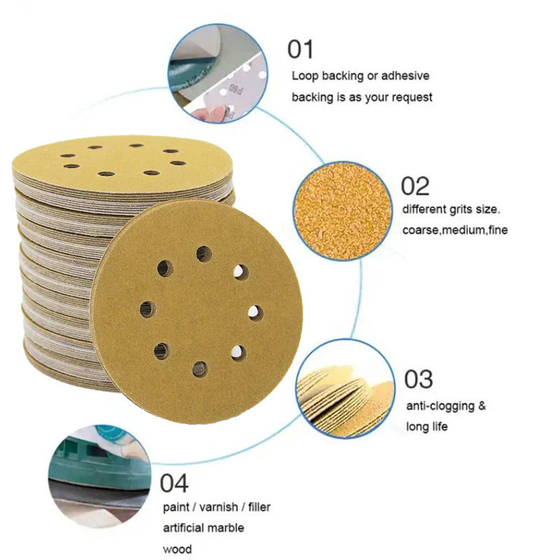 ร้านคนไทย! กระดาษทรายกลมหลังขน 5นิ้ว 8 รู 10ชิ้น กระดาษทรายแปะ【80 120 240 400】 - รูปที่ 3