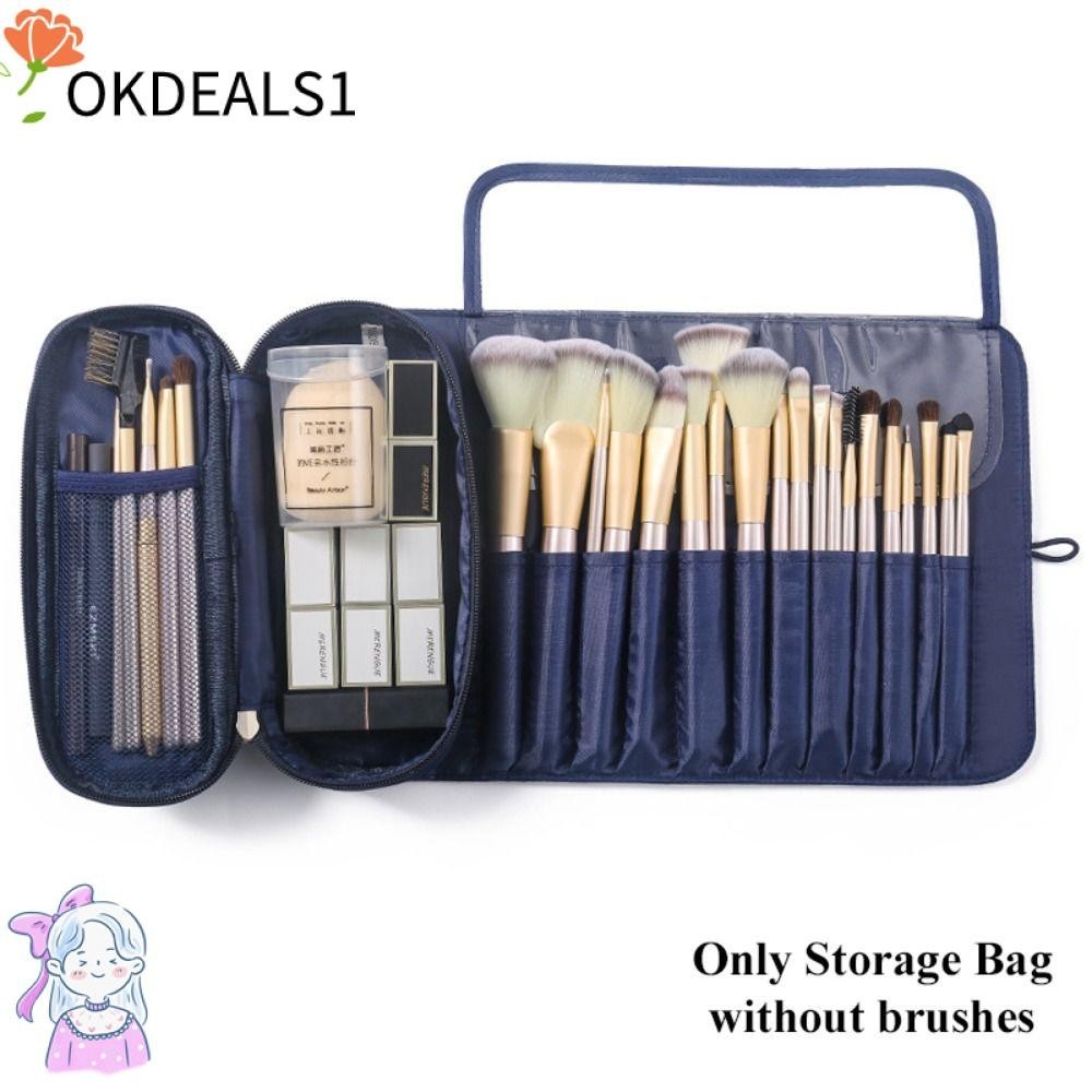 Dealshop ที่เก็บแปรงแต่งหน้า อเนกประสงค์ กันน้ํา พับได้ สีพื้น สําหรับผู้หญิง