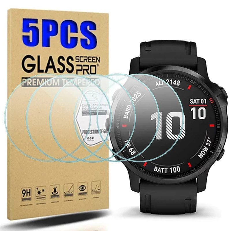 กระจกนิรภัยสําหรับ Garmin Fenix 7 7S 7X 6 6S 6X Pro Sapphire HD ป้องกันหน้าจอฟิล์มสําหรับ Fenix 7 7S 7X Smartwatch อุปกรณ์เสริม