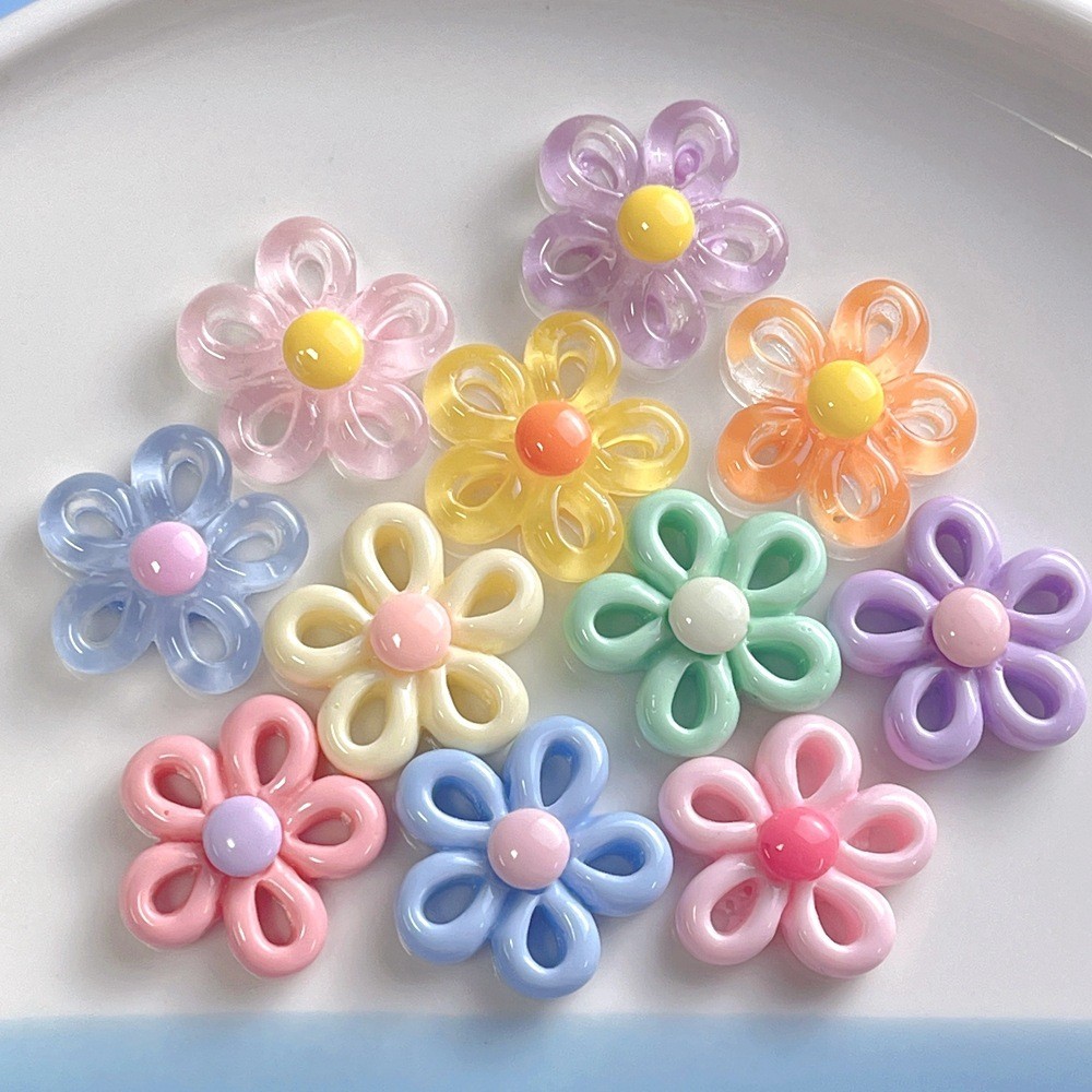 ใหม่การ์ตูน Hollow ห้ากลีบดอกไม้ Handmade DIY ครีมกาวอุปกรณ์เสริมผมเคสโทรศัพท์ถ้วยน้ําเรซิ่นอุปกรณ์เสริมขายส่ง