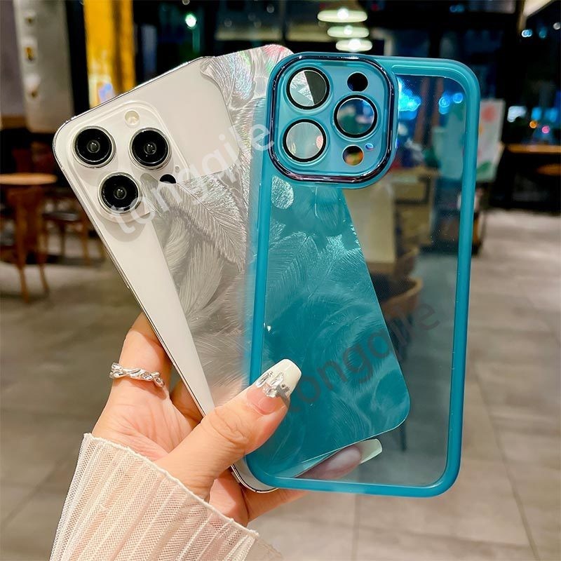 สําหรับ OPPO A6 Pro 5G 4G A6Pro 2025 เคสโทรศัพท์ฝาหลัง Glitter Soft TPU ซิลิโคน Bling Feather รูปแบบกันชนกันกระแทกเลนส์กล้องป้องกัน ราคา ถูกที่สุด ดีลบีเคเค แกลเลอรีภาพที่ 3