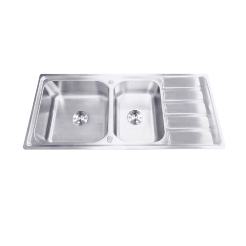 LOCAL789 TECNOPLUS อ่างล้างจาน 2 หลุมมีที่พัก TNP 1205021 SS  สีโครเมี่ยม ร้านอยู่ในไทย