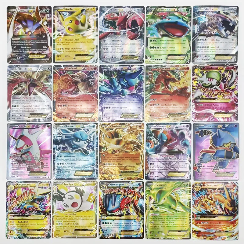 100 ชิ้น/กล่องการ์ดโปเกมอนของเล่น 100VMAX GX EX MEGA Battle เวอร์ชันภาษาอังกฤษ Charizard Pikachu การ์ดผู้ใหญ่เด็กของเล่น thumbnail 9