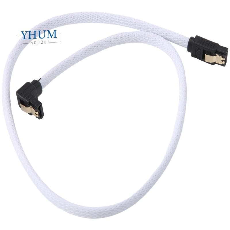 50 ซม.SATA 3.0 III SATA3 7pin สายเคเบิลข้อมูลมุมขวา 6 กิกะไบต์/วินาทีสาย SSD HDD Hard Disk Data สายไฟไนลอน Sleeved (สีขาว)