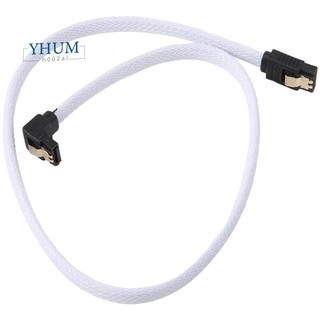 50 ซม.SATA 3.0 III SATA3 7pin สายเคเบิลข้อมูลมุมขวา 6 กิกะไบต์/วินาทีสาย SSD HDD Hard Disk Data สายไฟไนลอน Sleeved (สีขาว)