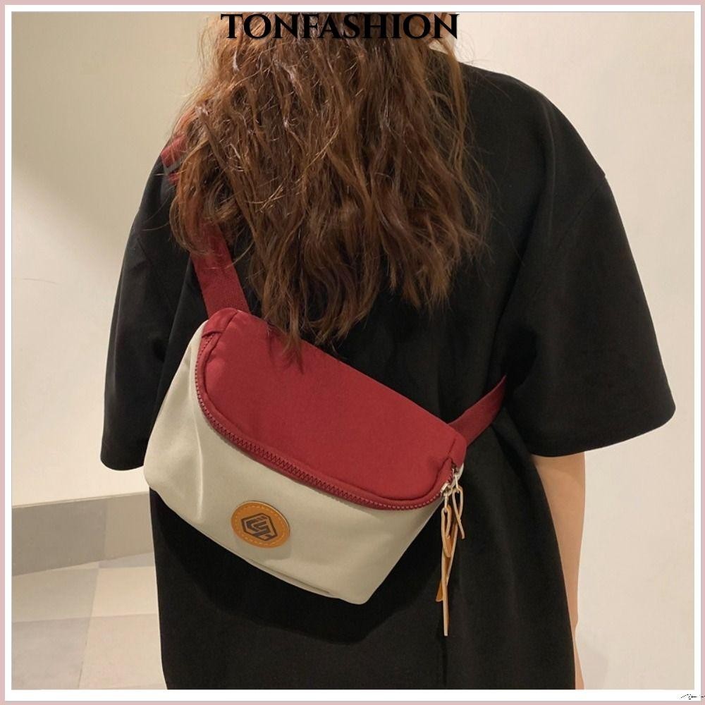 Tonfashion Simple colorblock messenger bag