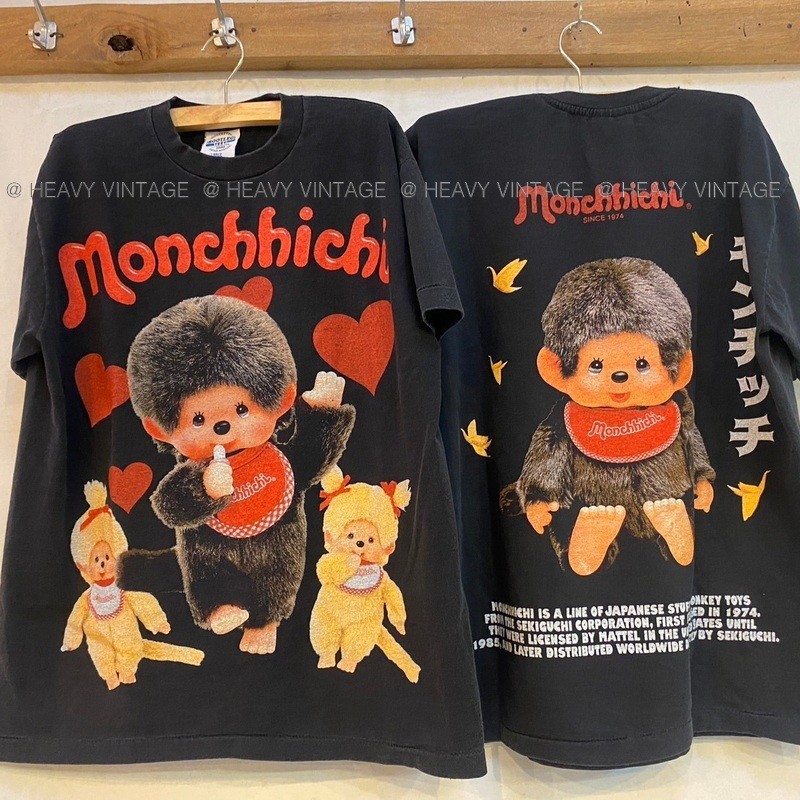 ใหม่ MONCHHICHI ฟอกไบโอ มอนจิจิ เสื้อวินเทจ ลายการ์ตูน arttoy popart heavy vintage shirt