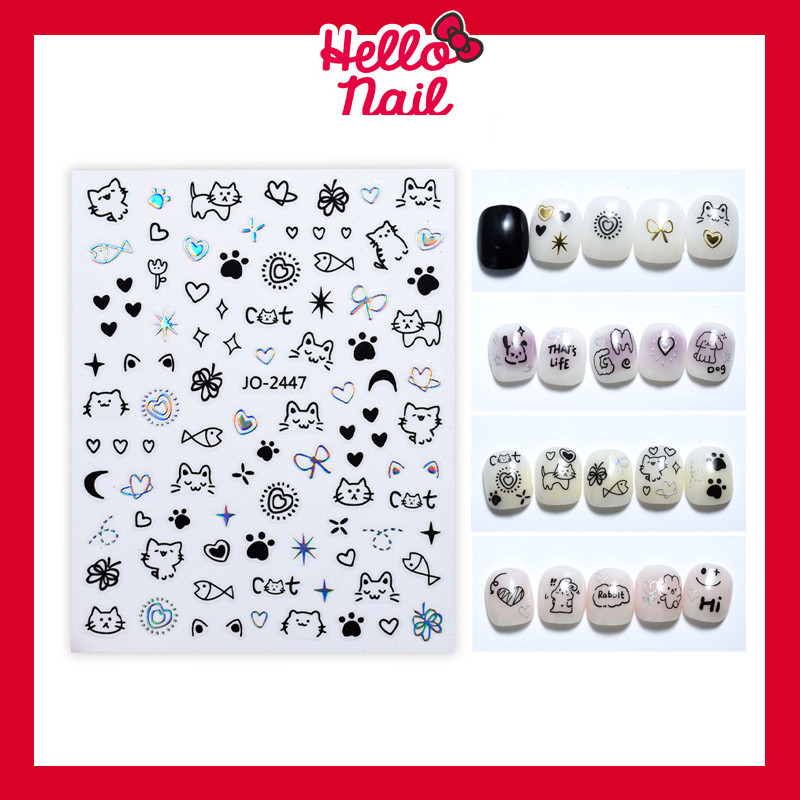 สติ๊กเกอร์ติดเล็บ 3D Cat แมว หมา กระต่าย สติ๊กเกอร์แต่งเล็บ Sticker สติ๊กเกอร์ อุปกรณ์ตกแต่งเล็บ