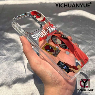 สำหรับ iPhone 11 13 12 14 15 16 pro Max XR Xsmax 6 7 8 14 15 16 Plus SE 2020 สไปเดอร์ เคสไอโฟนเคสใสกันกระแทกเคสซิลิโคน