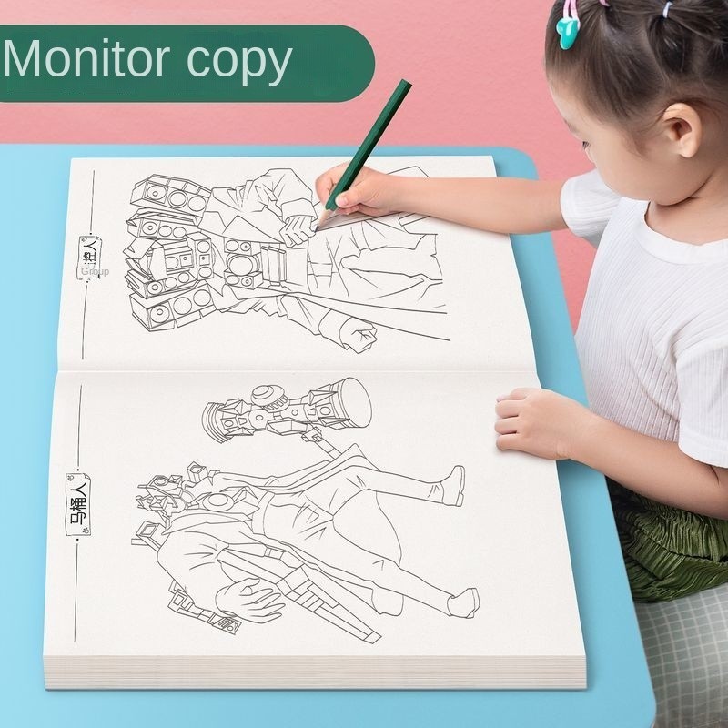 Sk Skibidi เสื้อผ้า Sketchbook Toilet Man vs Monitor Tracing Book เด็กเรียนรู้สมุดระบายสีการวาดภาพ