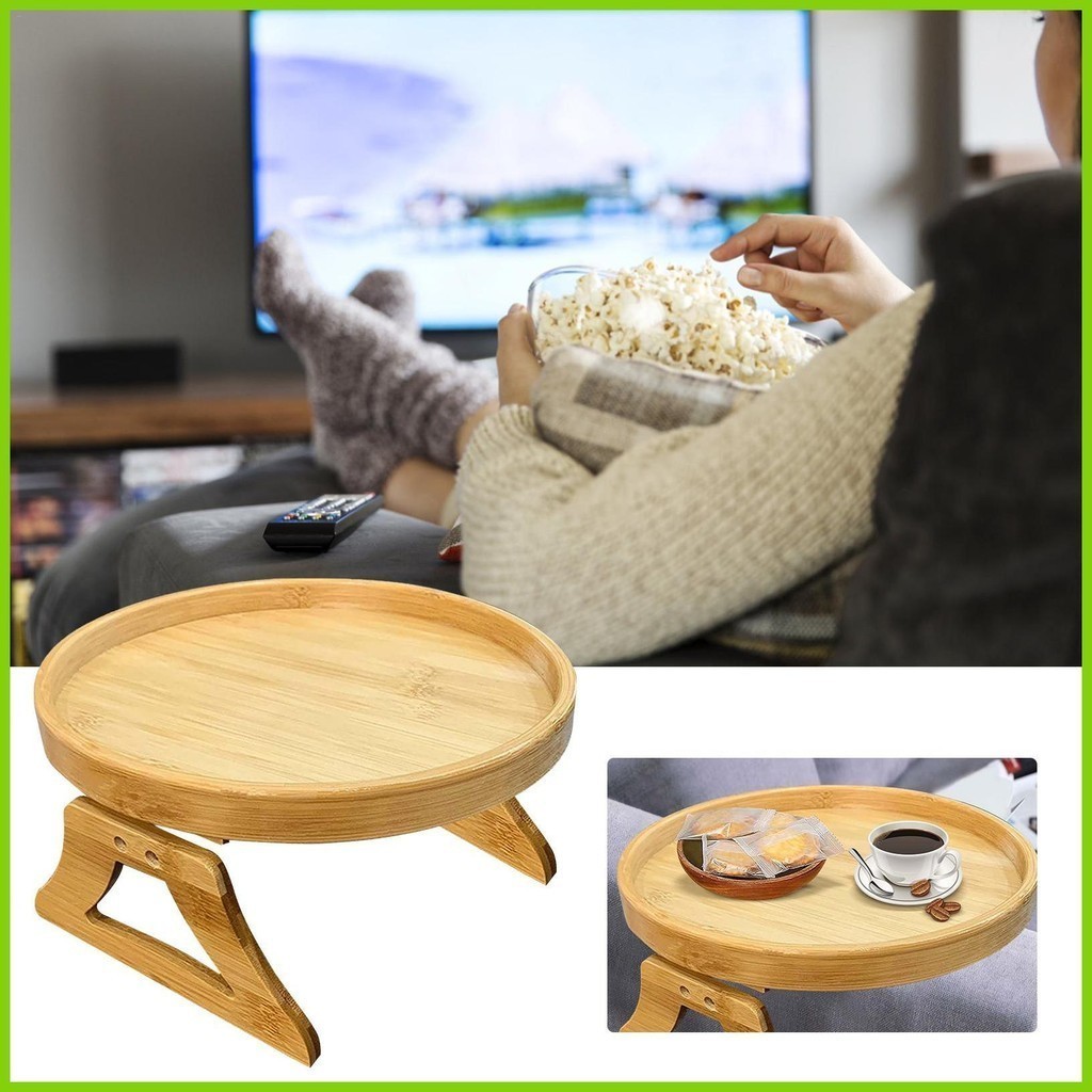 Wooden Table for Couch Arm Couch Side Table TV Tables for Eating Drinking Sofa Armrest Side Table for Remote asdiumy