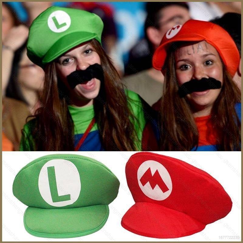 Super Mario Bros หมวก Mario Luigi หมวกคอสเพลย ์ กีฬาสวมใส ่ สีแดงสีเขียวหมวกสําหรับผู ้ ใหญ ่ เด ็ กฮาโลวีนเครื ่ องแต ่ งกาย props Party