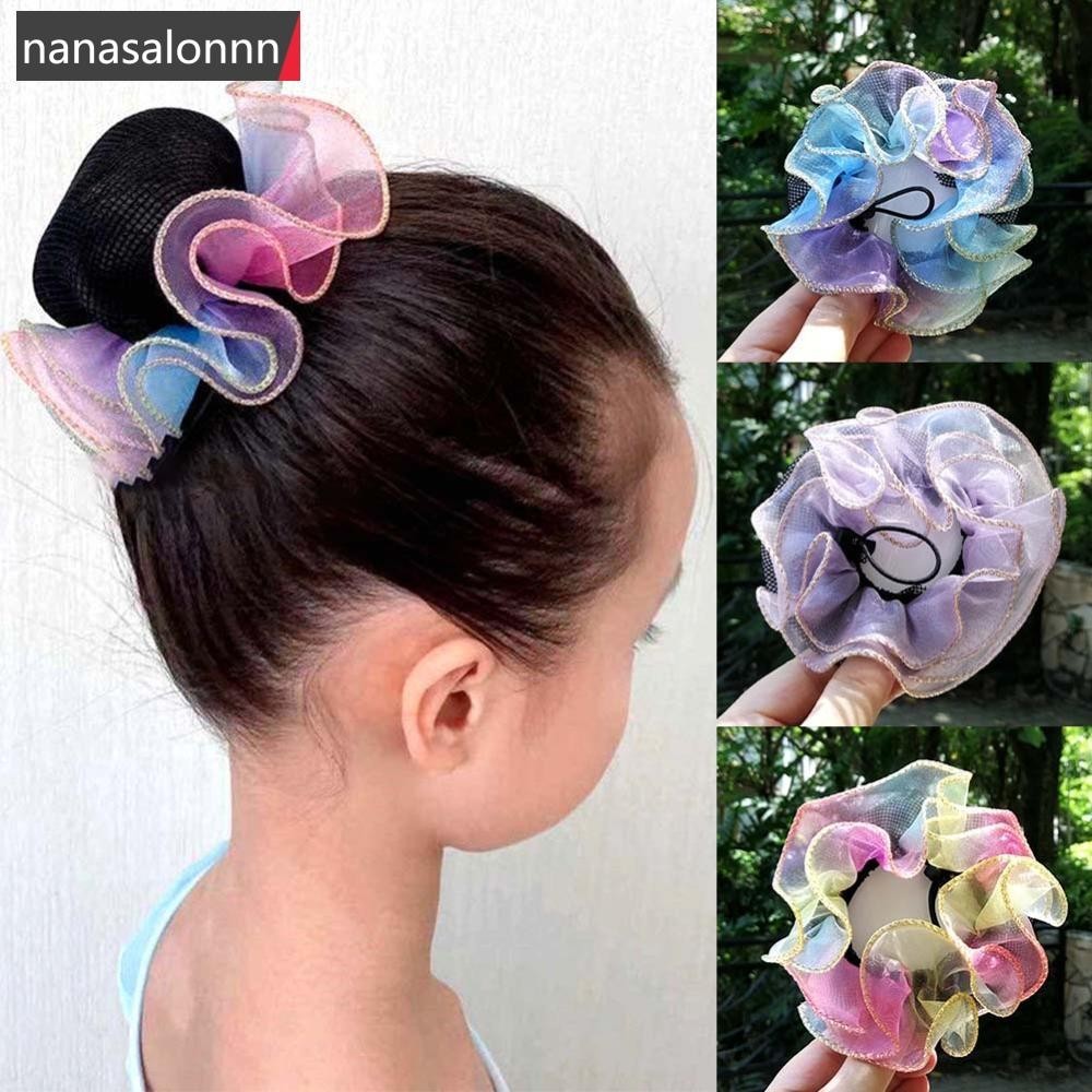 Nanasn| สาวผู้หญิง Bun Cover Snood ผมสุทธิ Nets ละตินบัลเล่ต์เต้นรําสเก็ตโครเชต์ Snoods อุปกรณ์เสริมผมสําหรับเด็กเด็ก G5V8[]