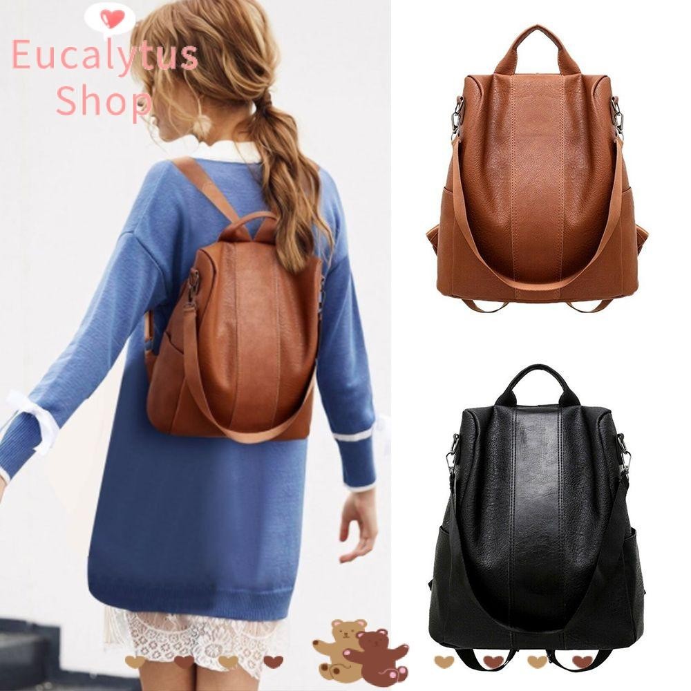 Eucalytus1 Anti-Theft Bag Practical Women PU Leather School Shoulder Backpack